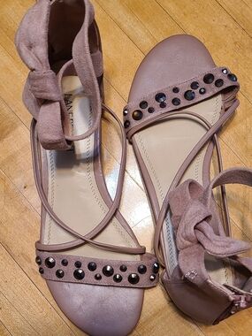 Lane Bryant Women's Strappy  Sandals Size 8W Ankle Strap Rhinestones GUC